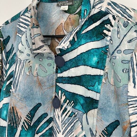 Art Simply by Dolcezza Art to Wear Tropical Print Jacket Size Large - Picture 3 of 7